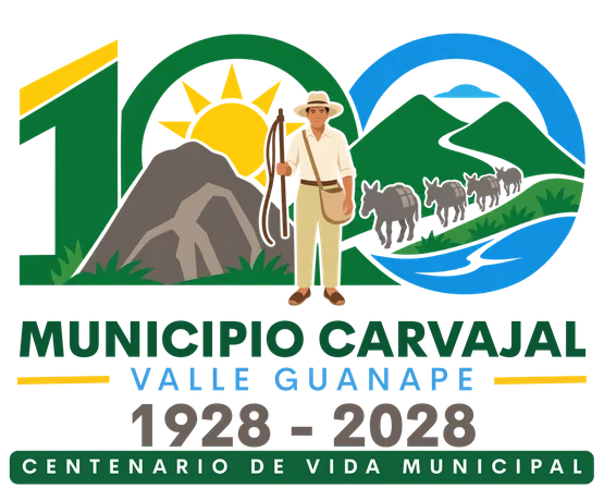 Logo del Centenario de Vida Municipal de Carvajal, Valle Guanape, 1928–2028